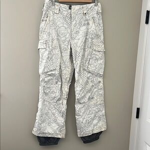 Burton White and Gray Cargo Pants with Digital Camouflage